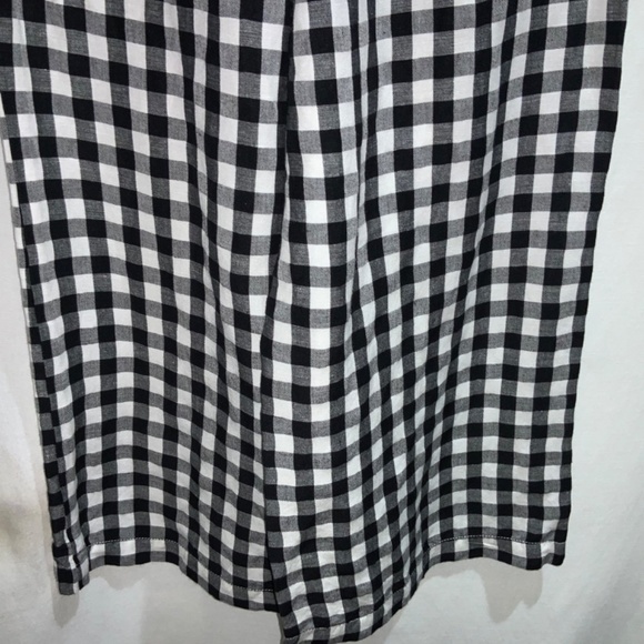 Loft linen blend buffalo check wide leg pants Sz XS flat front self tie New - Picture 5 of 11